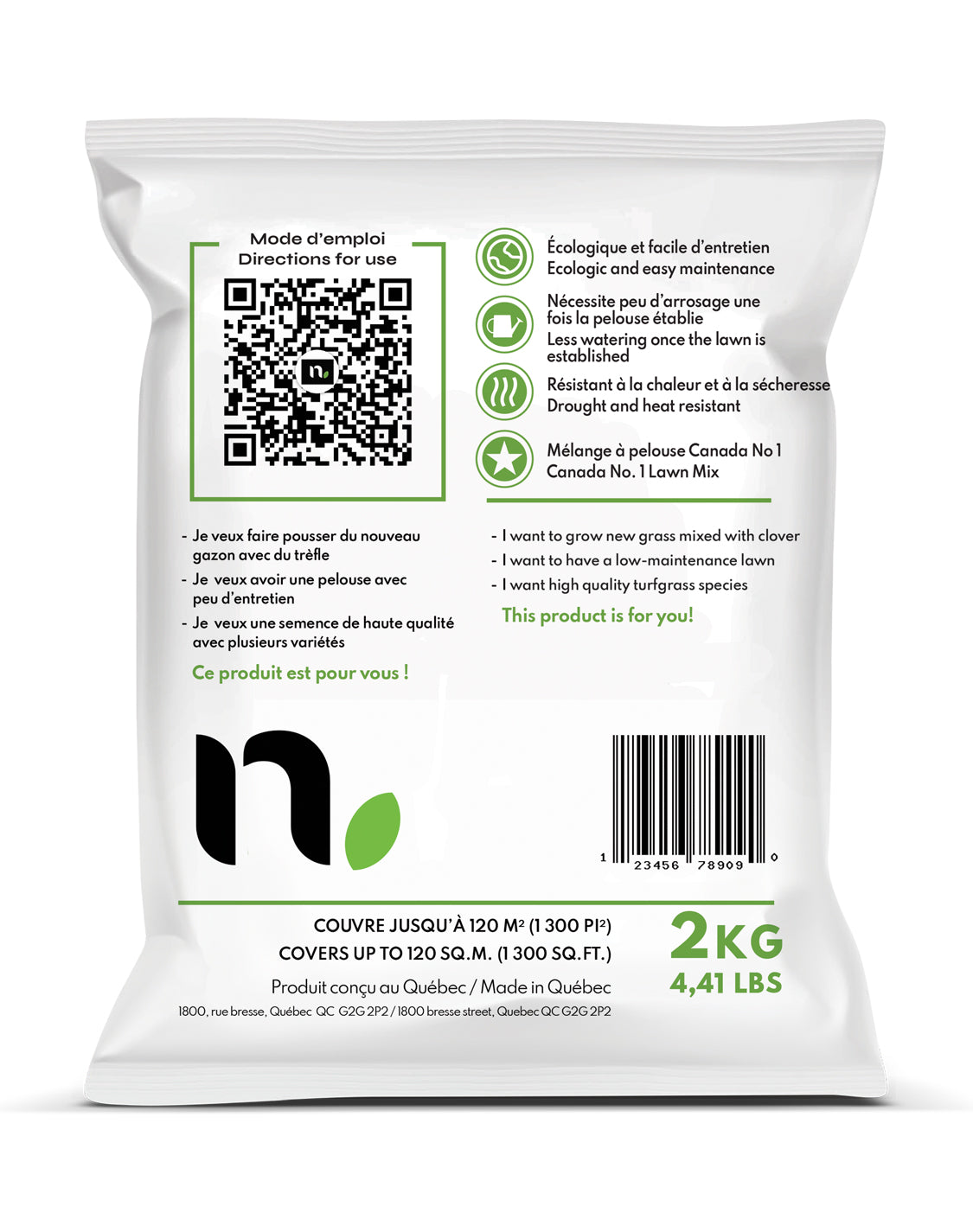 Semence à gazon et trèfles - 2kg